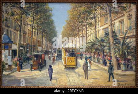 L'Avenue de la Gare a Nice (Actuelle Avenue Jean Medecin). Auf der Apercoit une colonne Morris sur la Gauche. Peinture de Louis Beroud (1852-1930), Huile sur toile, Art francais, Debüt 20e Siecle. Musée Massena, Nizza. Stockfoto