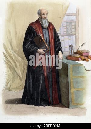 Portrait de Michel de L'Hospital (Michel de l'Hopital, v. 1504 - 1573), magistrat et homme politique francais.- in 'Le Plutarque francais', Ed Mennechet, 1844-1847 Stockfoto