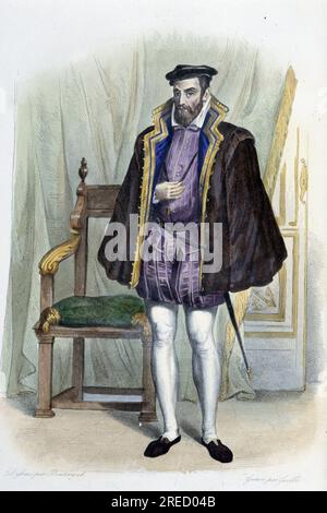 Gaspard II Comte de Coligny (1519-1572), Notre Dame de France in Le Plutarque Francais', par Mennechet, Paris, 1844-47 Stockfoto