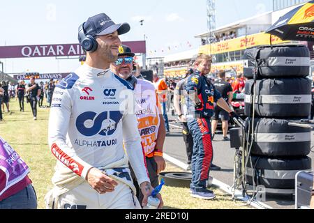 Budapest, Ungarn. 24. Juli 2023. HUNGARORING, UNGARN - JULI 23: Daniel Ricciardo, AlphaTauri DR3 vor dem Großen Preis von Ungarn F1 bei der Hungaroring am 23. Juli 2023 in Budapest, Ungarn. (Foto: Michael Potts/BSR Agency) Kredit: BSR Agency/Alamy Live News Stockfoto