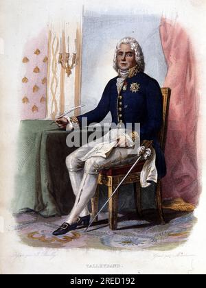 Charles Maurice de Talleyrand Perigord (1754-1838), Homme politique Francais. - In "Le Plutarque Francais", Ed. Mennechet, Paris, 1844-1847 Stockfoto