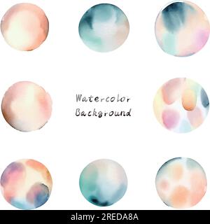 Aquarelle Punkte eingestellt. Handbemalte Aquarellkreise. Vektordarstellung. Stock Vektor