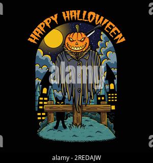 Kürbis Horror Happy halloween für Ihr Unternehmen oder Ihre Marke Stock Vektor