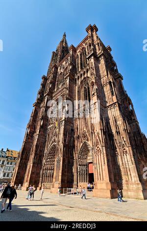 Straßburg Elsass Frankreich. Elsässer Weinstraße. Die Kathedrale Stockfoto