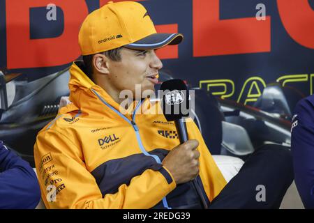 NORRIS Lando (gbr), McLaren F1 Team MCL36, Portrait, Pressekonferenz während des Formel 1 Rolex Belgischer Grand Prix 2022, 14. Runde der FIA Formel-1-Weltmeisterschaft 2022 vom 26. Bis 28. August 2022 auf dem Circuit de Spa-Francorchamps in Francorchamps, Belgien Stockfoto
