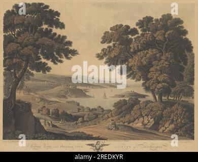 "J. Cartwright nach George Beck, Georgetown und Federal City oder City of Washington, 1801, Aquatint, Geschenk von Otis T. Bradley, 1945.13.1" Stockfoto