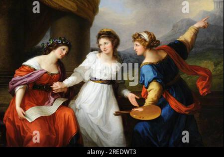 Selbstporträt des Künstlers Zögern zwischen Kunst der Musik und Gemälde 1794 von Angelica Kauffmann Stockfoto