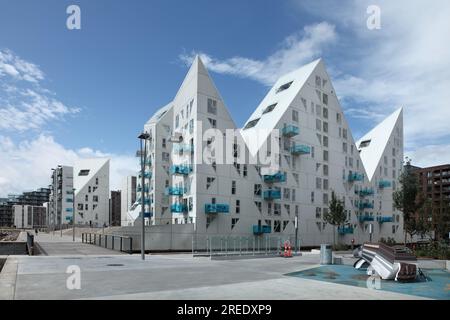 Die Eisberghäuser, Aarhus docklands, Dänemark. Stockfoto
