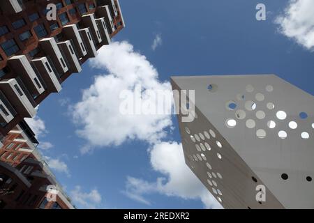 Segelturm (L), Aarhus docklands, Dänemark. Stockfoto