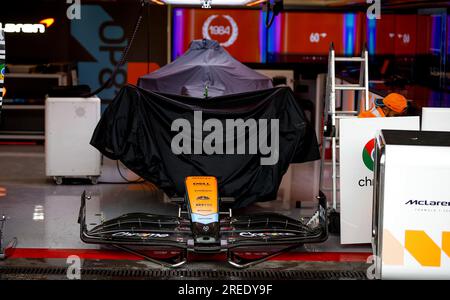 Spa-Francorchamps, Belgien. 27. Juli 2023. McLaren MCL60 Frontflügel, F1 Grand Prix von Belgien am Circuit de Spa-Francorchamps am 27. Juli 2023 in Spa-Francorchamps, Belgien. (Foto von HIGH TWO) dpa/Alamy Live News Stockfoto