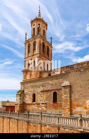 Blick auf die Nuestra Señora de la Asunción Collegiatkirche (13.-18. Jahrhundert), die 1440 im Lombard-gotischen Stil wiederaufgebaut wurde, befindet sich die Kirche im h Stockfoto