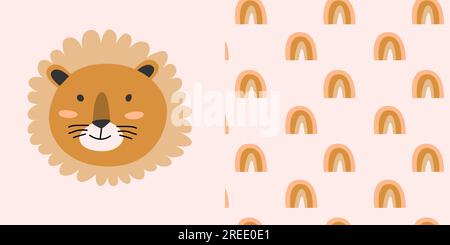 a simple portrait of a lion and pattern Stock Vektor