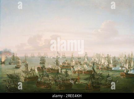 Die Schlacht von Trafalgar, 21. Oktober 1805: Ende der Aktion um 1808 von Nicholas Pocock Stockfoto