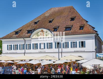 Überlingen, Deutschland - 13. Juni 2023; das alte Grethhouse am Seeufer des Dorfes Stockfoto