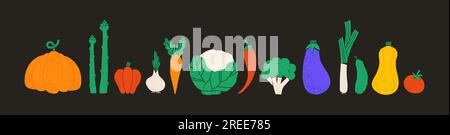 Sammlung handgezeichneter Gemüsedarstellungen Stock Vektor