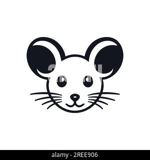 Vektordarstellung der schwarzen Silhouette des Kopfes einer Tiermaus Stock Vektor
