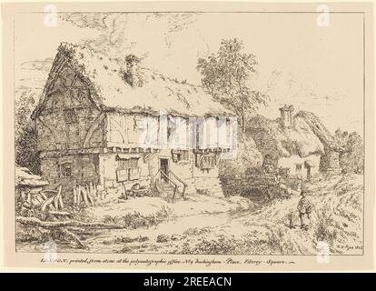 "William Henry Pyne, alte Hütten, 1806, Lithograf mit Stift und Tusche, Rosenwald-Sammlung, 1947,7.124' Stockfoto