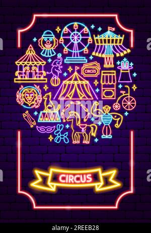 Zirkus-Neon-Poster Stock Vektor