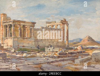 Die Südseite des Erectheums, mit der Gründung des früheren Tempels der Athena Polias von John Fulleylove Stockfoto