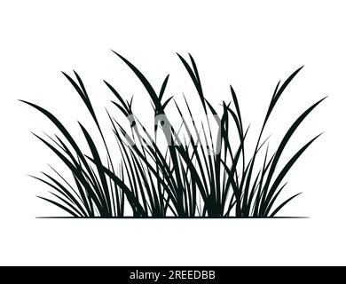 Panorama-Grassilhouette für Design isoliert auf weißem Hintergrund. Stock Vektor