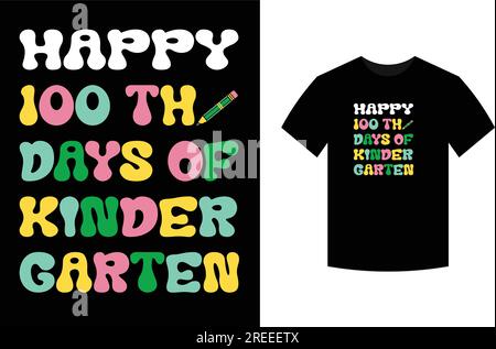 Happy 100. Days of Kindergarten T-Shirt Design Stock Vektor