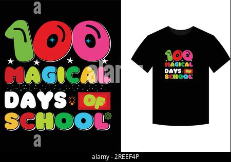 100 magische Schultage, T-Shirt-Design Stock Vektor