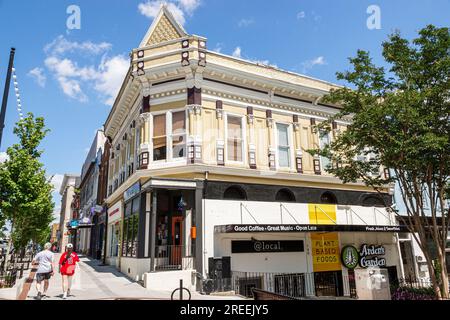 Athen Georgia, East Clayton Street, College Avenue, Unternehmen, restaurierte historische Gebäude, Fußgänger Stockfoto