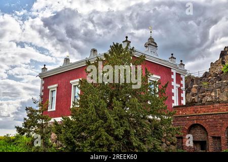 Woerlitzer Park, Villa Hamilton auf der Insel Stein Stockfoto