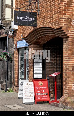 Shrieves Walk Shopping Centre Eingang, Sheep Street, Stratford upon Avon, England, Großbritannien Stockfoto