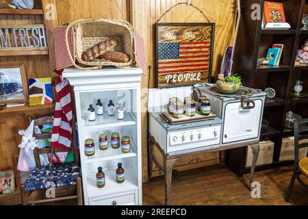 Nicholson Georgia, Carole's Country Cupboard, Sirup Relish Marmelade Verkauf, Americana, Ofen antik, Souvenirladen Stockfoto