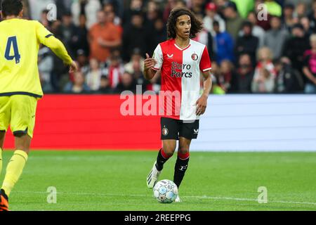 Rotterdam, Niederlande. 27. Juli 2023. ROTTERDAM, NIEDERLANDE - JULI 27: Gjivai Zechiel von Feyenoord während des Vorsaison-Freundschaftsspiels zwischen Feyenoord und Villarreal im Stadion Feijenoord am 27. Juli 2023 in Rotterdam, Niederlande (Foto von Hans van der Valk/Orange Pictures) Guthaben: Orange Pics BV/Alamy Live News Stockfoto