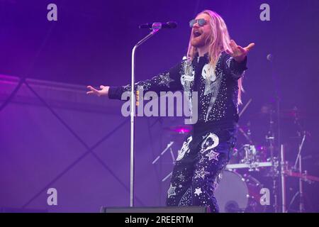 Sam Ryder auf der Bühne des Belladrum, Tartan Heart Music Festival Stockfoto