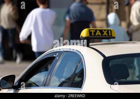 Detailansicht, Schild eines wartenden Taxis an einem Taxistand in Hamburg Stockfoto