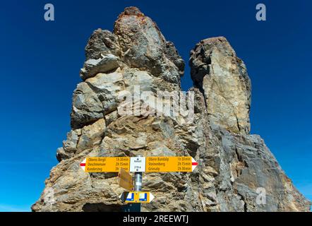 Rock Group auf dem Hohtuerli Gebirgspass in der Nähe der Blueemlisalphuette, vorbei an der Kreuzung zwischen Kandersteg und Kiental, Kandersteg, Bernese Stockfoto