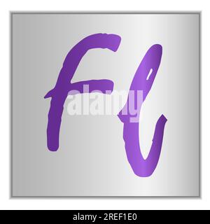 Stilisierter Buchstabe F des Alphabets auf silbernem Hintergrund mit Schatten Stock Vektor