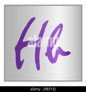 Stilisierter Buchstabe H des Alphabets auf silbernem Hintergrund mit Schatten Stock Vektor