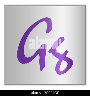 Stilisierter Buchstabe G des Alphabets auf silbernem Hintergrund mit Schatten Stock Vektor