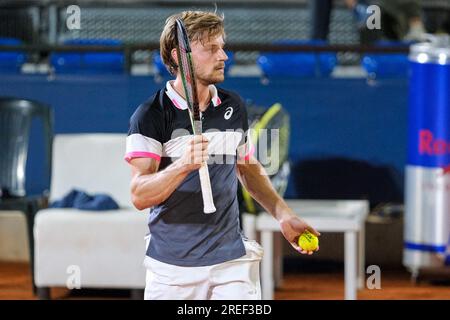 Verona, Italien. 27. Juli 2023. Exultation von David Goffin beim Internazionali di Verona - ATP Challenger 100 Tennis Turnier auf dem Circolo Tennis Scaligero in Verona am 27. Juli 2023, Verona Italien. Kredit: Unabhängige Fotoagentur/Alamy Live News Stockfoto