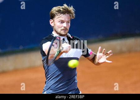 Verona, Italien. 27. Juli 2023. David Goffin in Aktion beim Internazionali di Verona - ATP Challenger 100 Tennis Turnier auf dem Circolo Tennis Scaligero in Verona am 27. Juli 2023, Verona Italien. Kredit: Unabhängige Fotoagentur/Alamy Live News Stockfoto