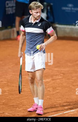 Verona, Italien. 27. Juli 2023. David Goffin beim Internazionali di Verona – ATP Challenger 100 Tennis Turnier am Circolo Tennis Scaligero in Verona am 27. Juli 2023, Verona Italien. Kredit: Live Media Publishing Group/Alamy Live News Stockfoto