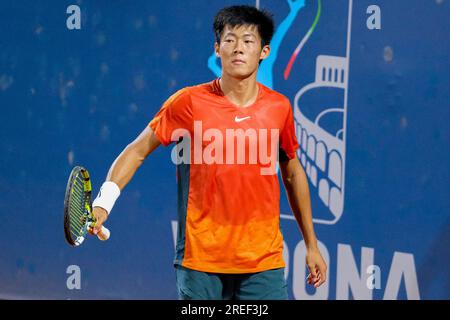 Verona, Italien. 27. Juli 2023. Chun-Hsin Tseng beim Internazionali di Verona - ATP Challenger 100 Tennis Turnier auf dem Circolo Tennis Scaligero in Verona am 27. Juli 2023, Verona Italien. Kredit: Live Media Publishing Group/Alamy Live News Stockfoto