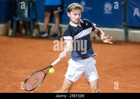 Verona, Italien. 27. Juli 2023. David Goffin in Aktion beim Internazionali di Verona - ATP Challenger 100 Tennis Turnier auf dem Circolo Tennis Scaligero in Verona am 27. Juli 2023, Verona Italien. Kredit: Unabhängige Fotoagentur/Alamy Live News Stockfoto