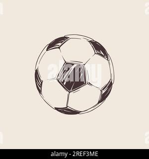 Fußball in der Hand zeichnen für Druck und Design. Vektordarstellung. Stock Vektor
