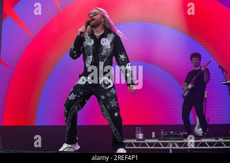 Sam Ryder auf der Bühne des Belladrum, Tartan Heart Music Festival Stockfoto