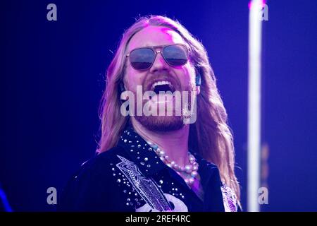 Sam Ryder auf der Bühne des Belladrum, Tartan Heart Music Festival Stockfoto