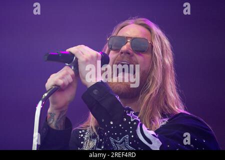 Sam Ryder auf der Bühne des Belladrum, Tartan Heart Music Festival Stockfoto