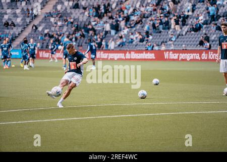 Stockholm, Tele2 Arena, Schweden. Qualifikationsspiel der Europa Conference League 07 27 2023 in Stockholm. Djurgården gegen die Schweizer Mannschaft Luzern. Luzern gewann das Spiel 2 zu 1. Daniel Bengtsson/Alamy News Stockfoto