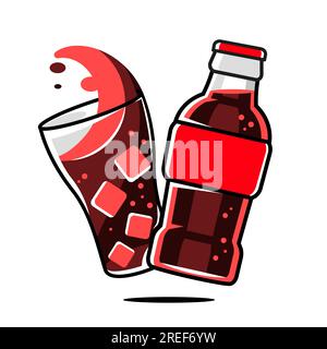 Retro-Soda-Maskottchen. Niedliche Figur im modischen Retro-Cartoon-Stil der 60s 70s Jahre. Vektor von Hand gezeichnet Stock Vektor