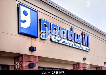 Springfield, Missouri - 22. März 2019: Goodwill Industries International Inc (Kulanz) ist eine amerikanische gemeinnützige Organisation, die gespendete Artikel verkauft. Stockfoto