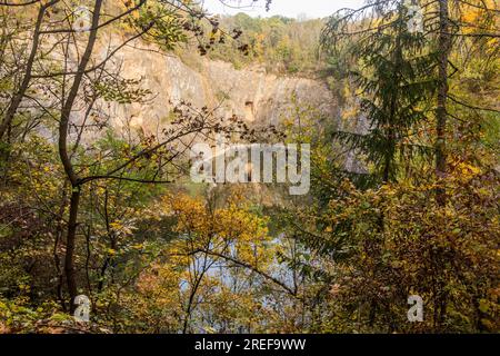 Mala-Amerika-Steinbruch im Cesky-Kras-Landschaftspark, Tschechische Republik Stockfoto